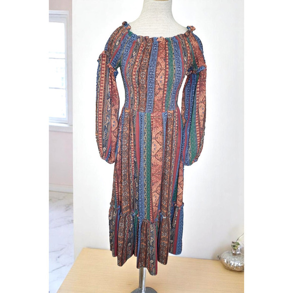 Flying Tomato Boho Cottagecore Long Sleeve Midi Dress – Smocked Waist – Size M - Picture 6 of 14